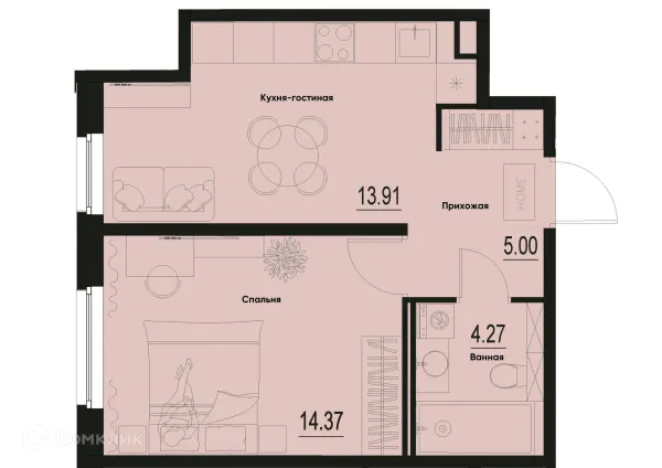 Планировка 1 комн. в ЖК ID Murino III (Ай ди Мурино III)