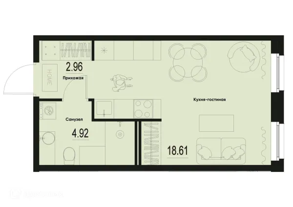 Планировка Студия в ЖК ID Murino III (Ай ди Мурино III)