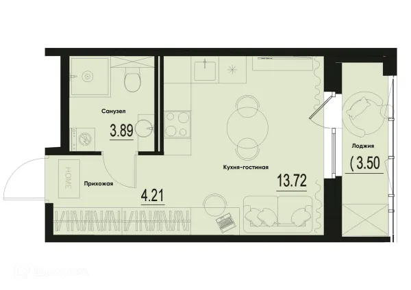 Планировка Студия в ЖК ID Murino III (Ай ди Мурино III)