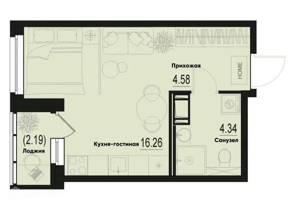 Планировка Студия в ЖК ID Murino III (Ай ди Мурино III)