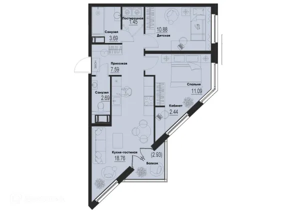 Планировка 2 комн. в ЖК ID Murino III (Ай ди Мурино III)