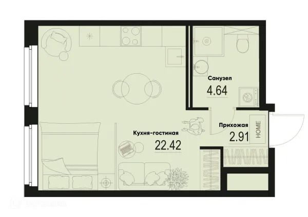 Планировка Студия в ЖК ID Murino III (Ай ди Мурино III)