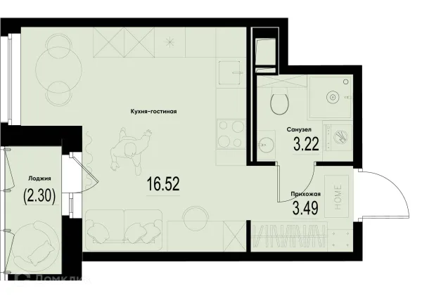 Планировка Студия в ЖК ID Murino III (Ай ди Мурино III)