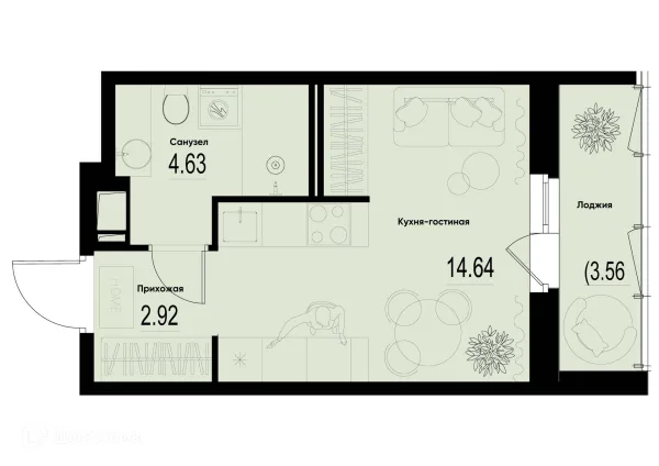 Планировка Студия в ЖК ID Murino III (Ай ди Мурино III)