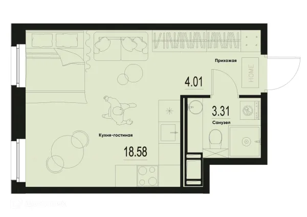 Планировка Студия в ЖК ID Murino III (Ай ди Мурино III)