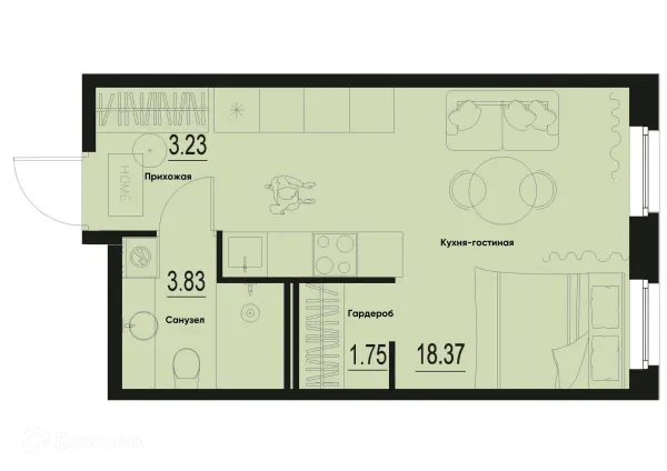Планировка Студия в ЖК ID Murino III (Ай ди Мурино III)