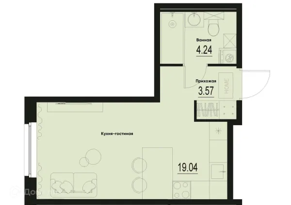 Планировка Студия в ЖК ID Murino III (Ай ди Мурино III)