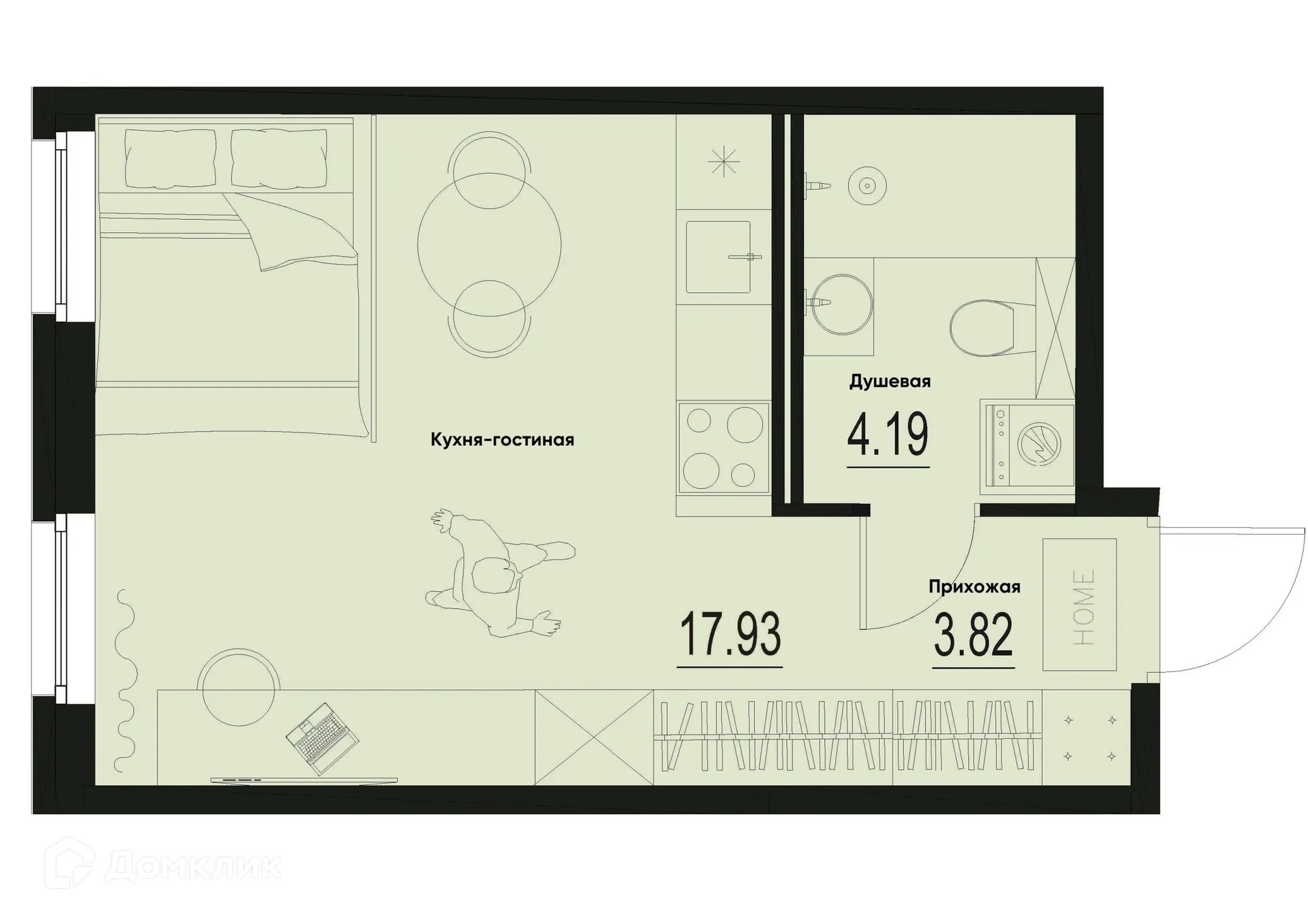 Планировка студии квартиры 25.94 м² в ЖК ID Murino III (Ай ди Мурино III), г. Мурино — фото 1