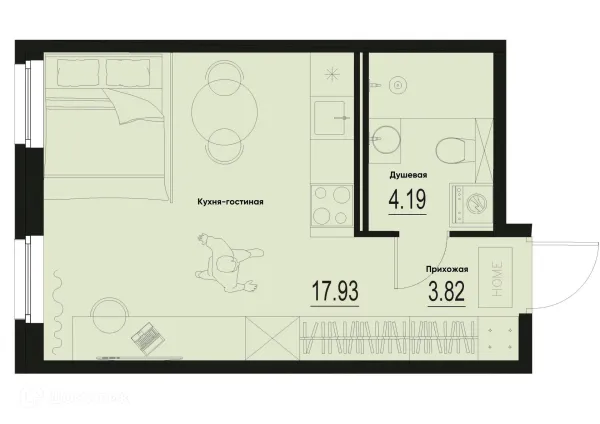 Планировка Студия в ЖК ID Murino III (Ай ди Мурино III)