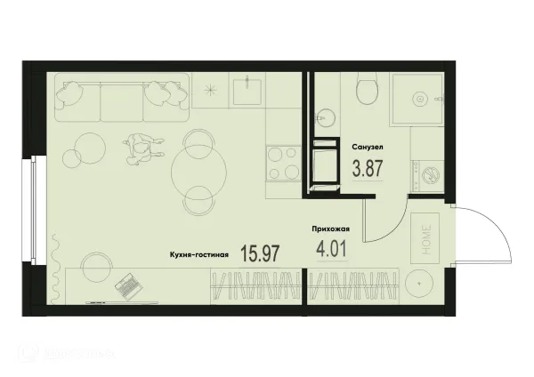 Планировка Студия в ЖК ID Murino III (Ай ди Мурино III)
