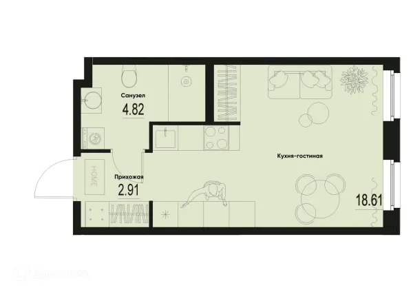 Планировка Студия в ЖК ID Murino III (Ай ди Мурино III)