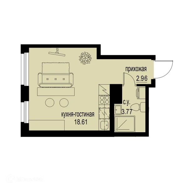 Планировка Студия в ЖК ID Murino III (Ай ди Мурино III)