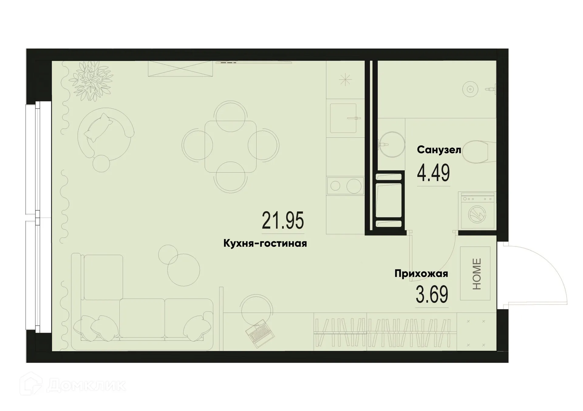 Планировка студии квартиры 30.13 м² в ЖК ID Murino III (Ай ди Мурино III), г. Мурино — фото 1