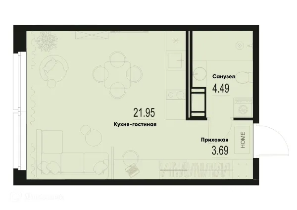Планировка Студия в ЖК ID Murino III (Ай ди Мурино III)