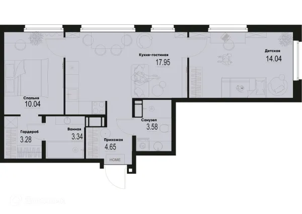 Планировка 2 комн. в ЖК ID Murino III (Ай ди Мурино III)