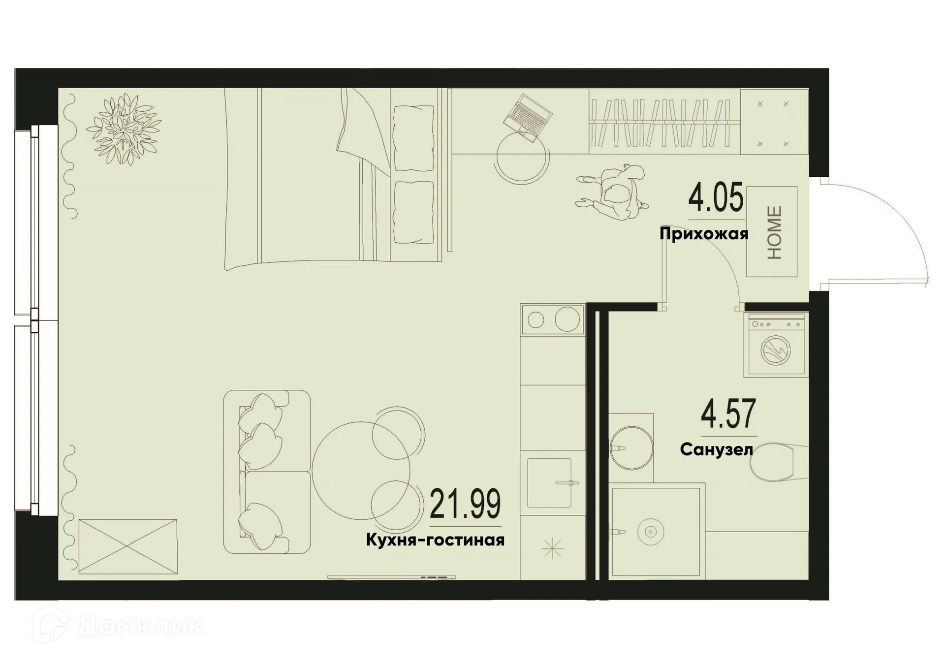 Планировка студии квартиры 30.61 м² в ЖК ID Murino III (Ай ди Мурино III), г. Мурино — фото 1