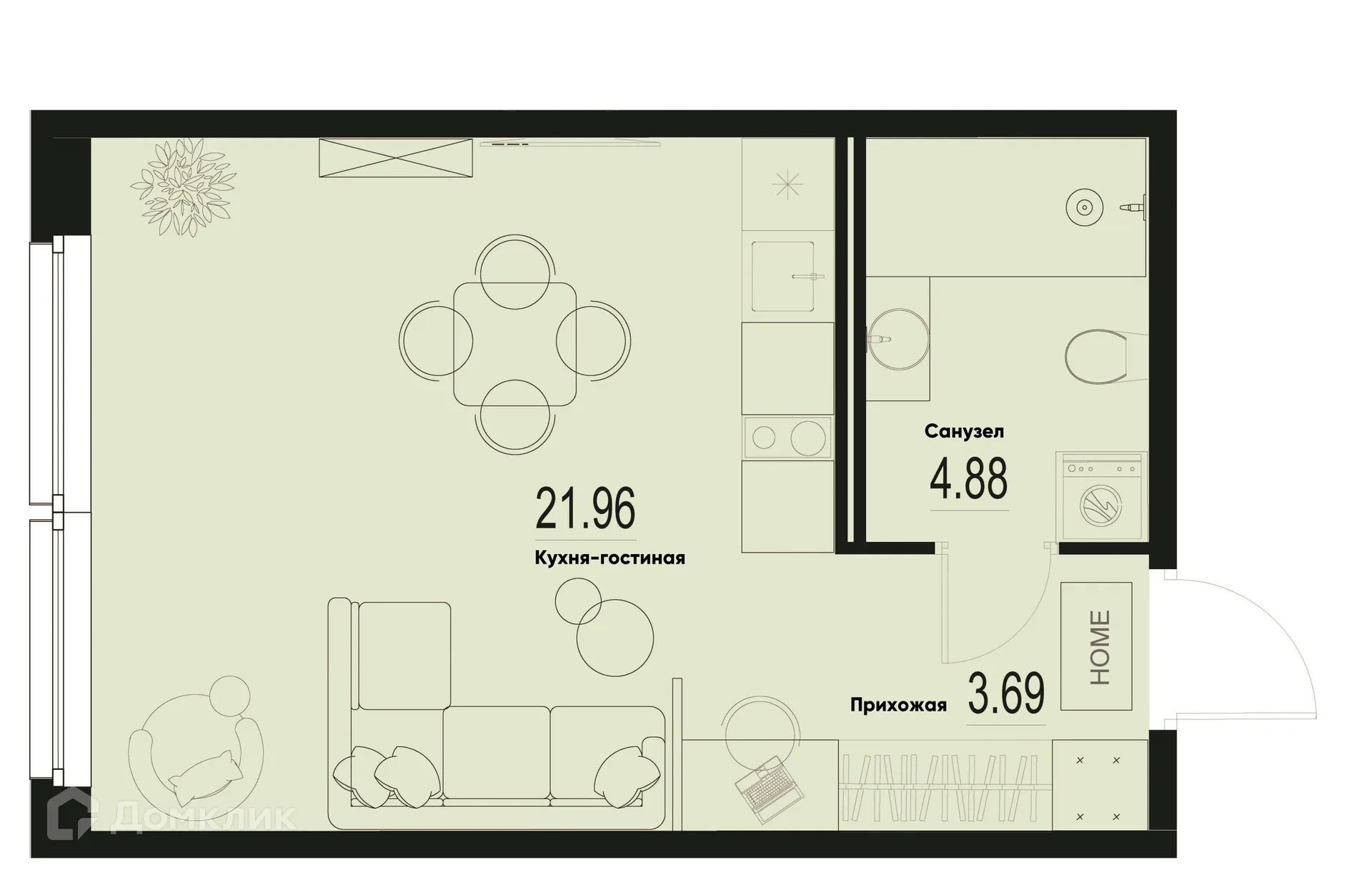 Планировка студии квартиры 30.53 м² в ЖК ID Murino III (Ай ди Мурино III), г. Мурино — фото 1