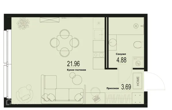 Планировка Студия в ЖК ID Murino III (Ай ди Мурино III)
