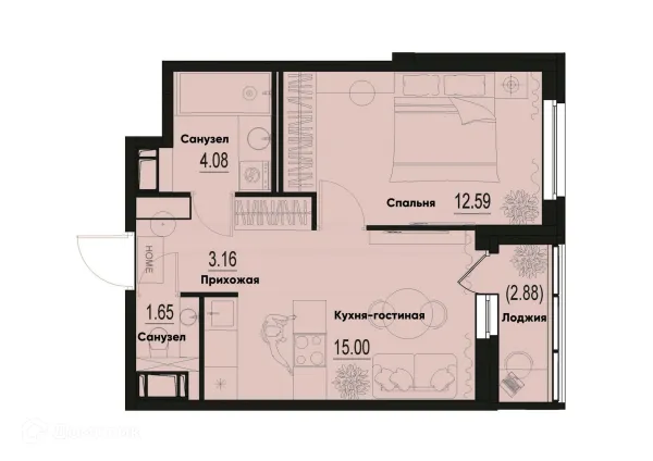 Планировка 1 комн. в ЖК ID Murino III (Ай ди Мурино III)