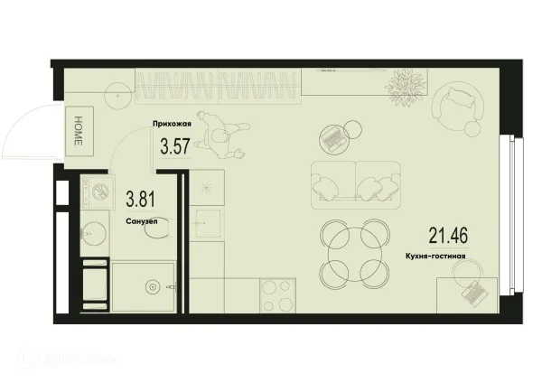 Планировка Студия в ЖК ID Murino III (Ай ди Мурино III)