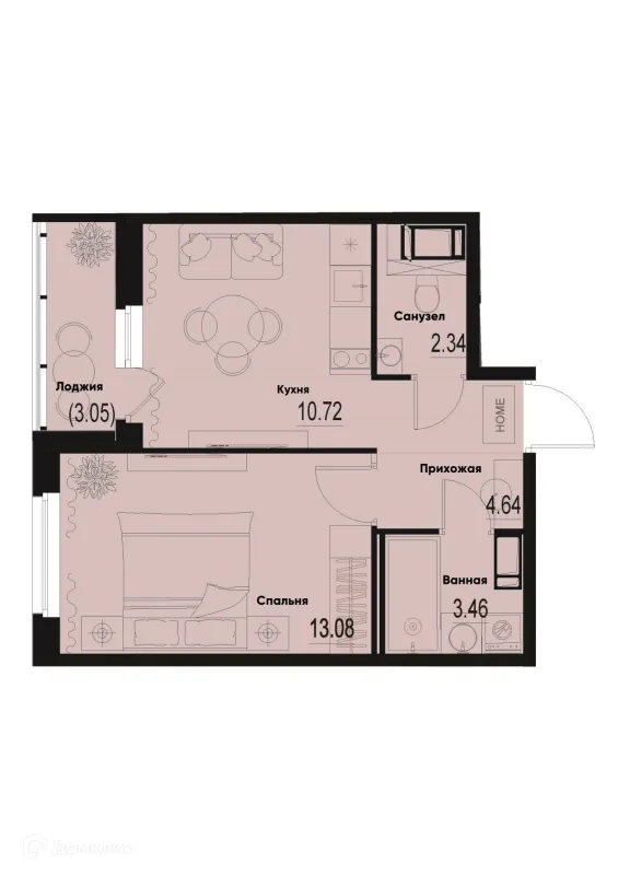 Планировка 1 комн. в ЖК ID Murino III (Ай ди Мурино III)