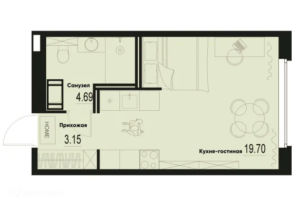 Планировка Студия в ЖК ID Murino III (Ай ди Мурино III)