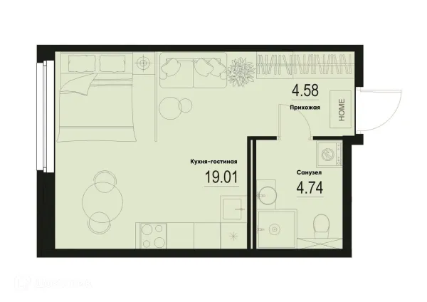 Планировка Студия в ЖК ID Murino III (Ай ди Мурино III)
