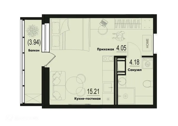 Планировка Студия в ЖК ID Murino III (Ай ди Мурино III)