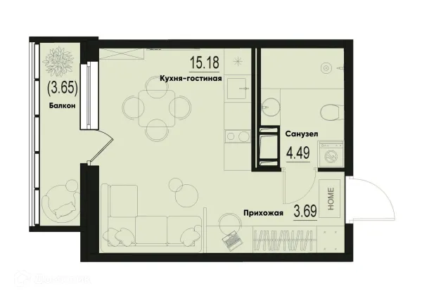 Планировка Студия в ЖК ID Murino III (Ай ди Мурино III)
