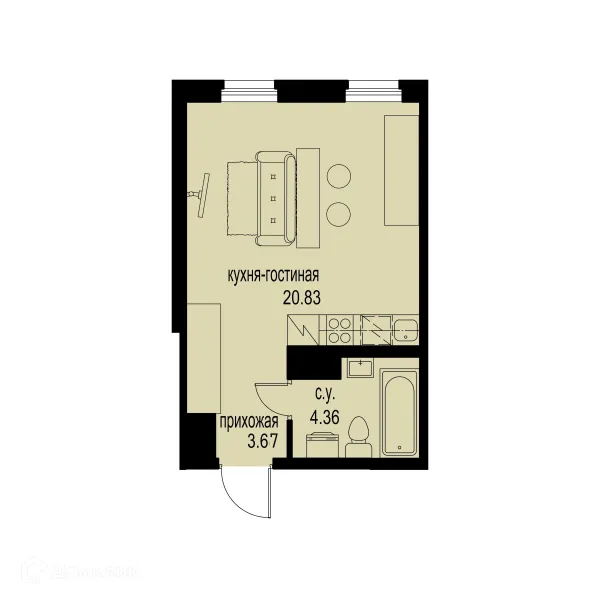 Планировка Студия в ЖК ID Murino III (Ай ди Мурино III)