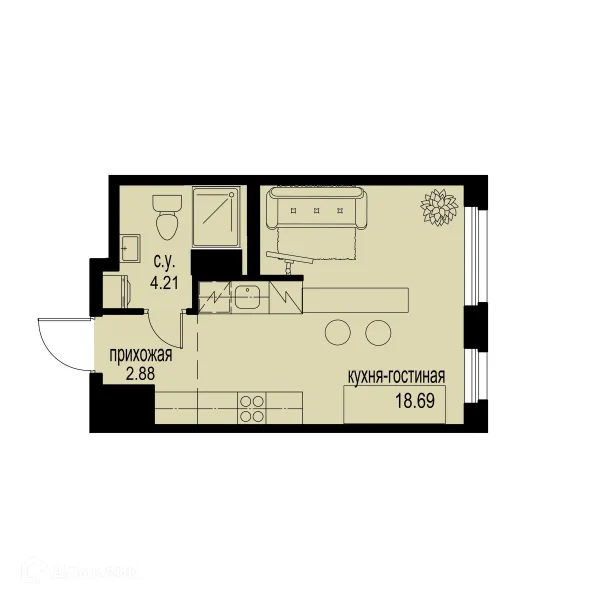 Планировка Студия в ЖК ID Murino III (Ай ди Мурино III)