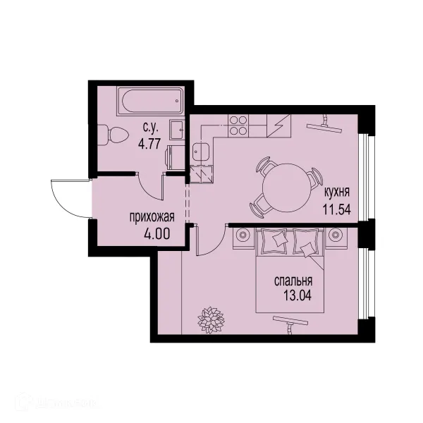 Планировка 1 комн. в ЖК ID Murino III (Ай ди Мурино III)