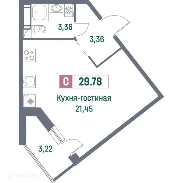 Планировка Студия в ЖК "Фотограф"