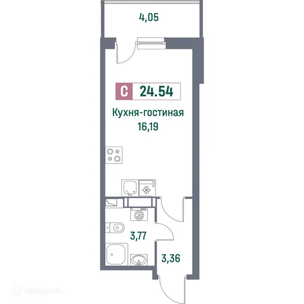 Планировка Студия в ЖК "Фотограф"