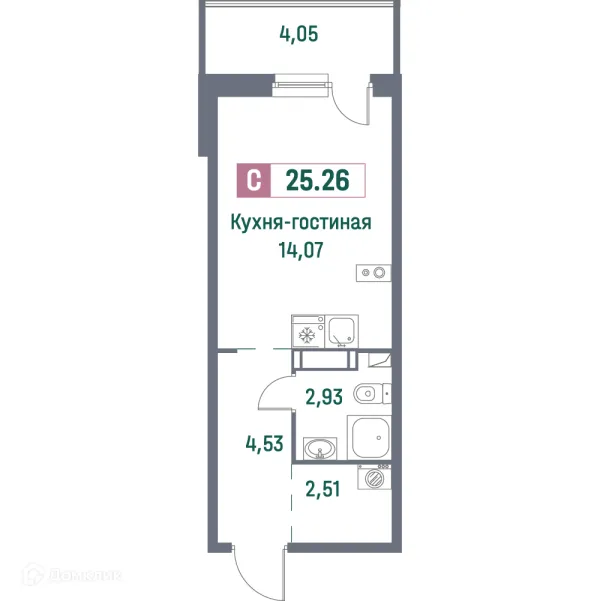 Планировка Студия в ЖК "Фотограф"