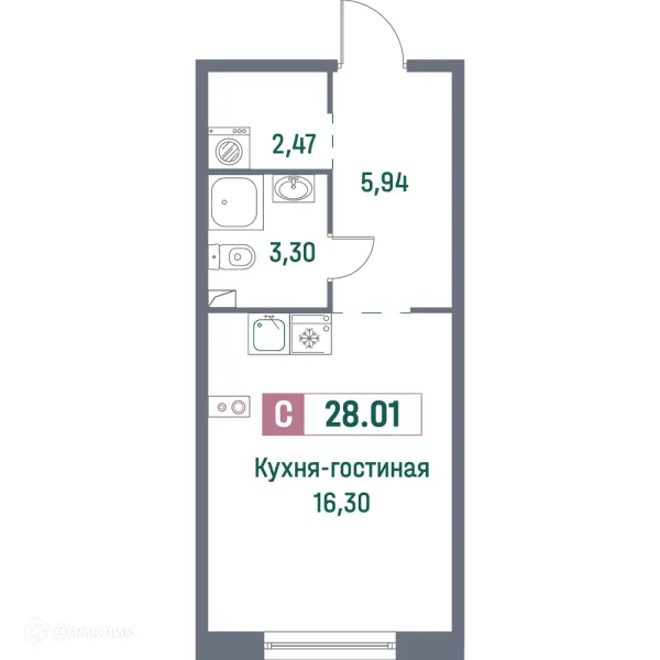 Планировка Студия в ЖК "Фотограф"