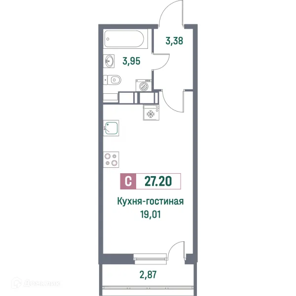 Планировка Студия в ЖК "Фотограф"