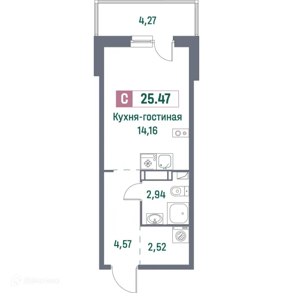 Планировка Студия в ЖК "Фотограф"