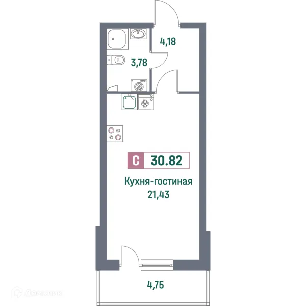 Планировка Студия в ЖК "Фотограф"