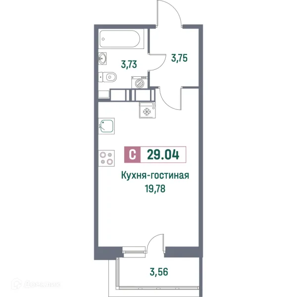 Планировка Студия в ЖК "Фотограф"