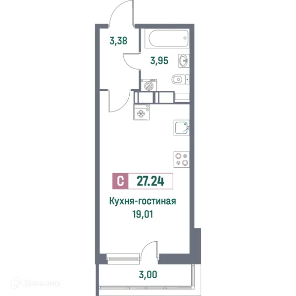 Планировка Студия в ЖК "Фотограф"