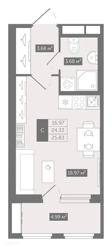 Планировка Студия в ЖК UP-квартал Воронцовский