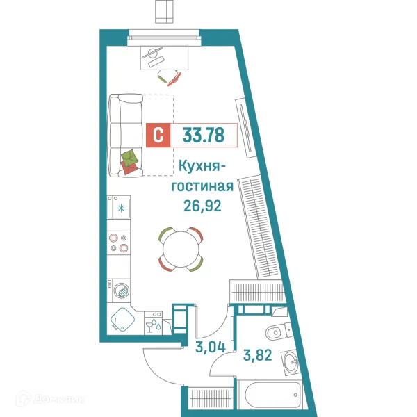 Планировка Студия в ЖК "Графика"
