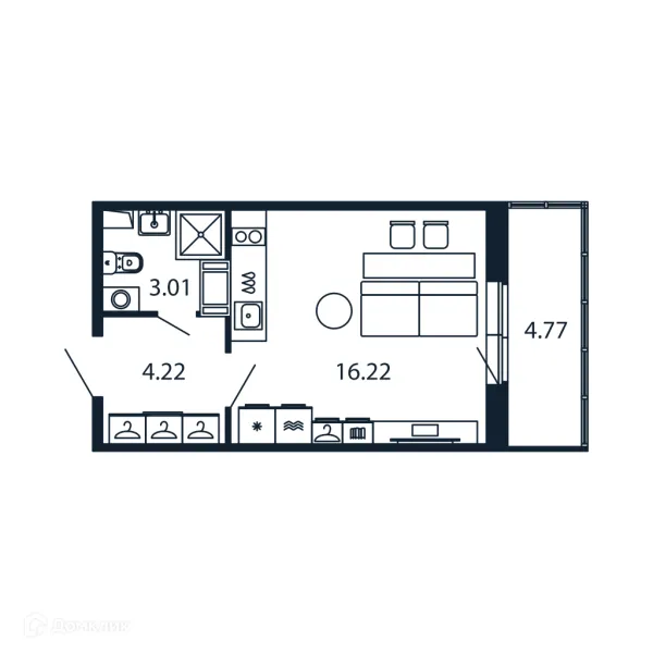 Планировка Студия в ЖК "Полис ЛАВрики"