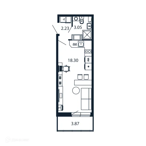 Планировка Студия в ЖК "Полис ЛАВрики"