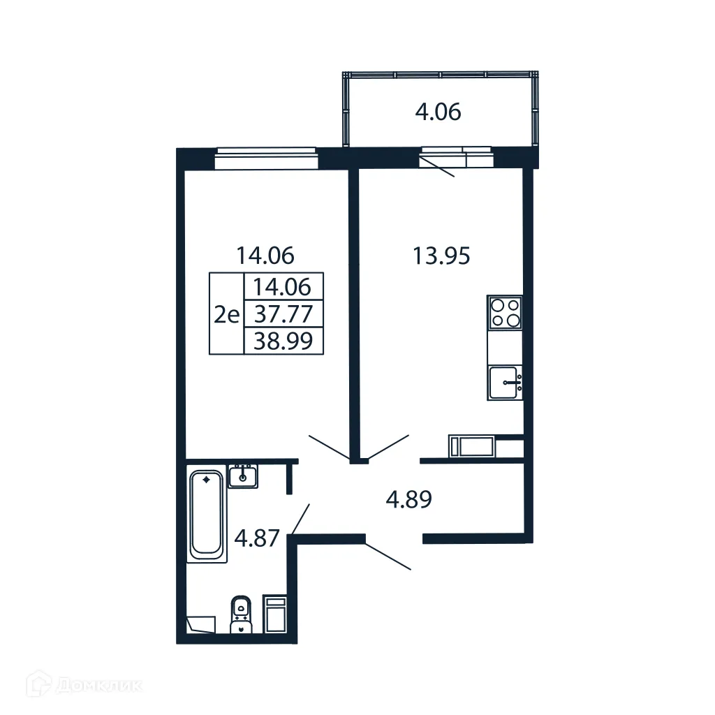 Планировка 1-комнатной квартиры 36.8 м² в ЖК "Полис ЛАВрики", г. Мурино — фото 4