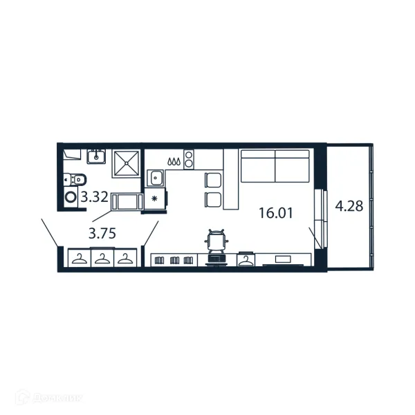 Планировка Студия в ЖК "Полис ЛАВрики"