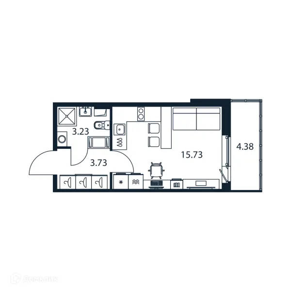 Планировка Студия в ЖК "Полис ЛАВрики"