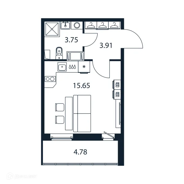 Планировка Студия в ЖК "Полис ЛАВрики"