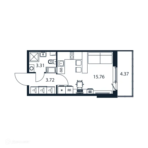 Планировка Студия в ЖК "Полис ЛАВрики"